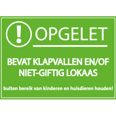 Sticker "Klapval / Niet giftig lokaas" (set 100)